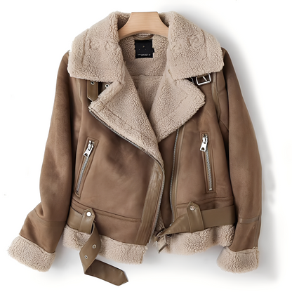 Marianne - Stilvolle Lederjacke aus Wildleder mit Gürtel für Damen