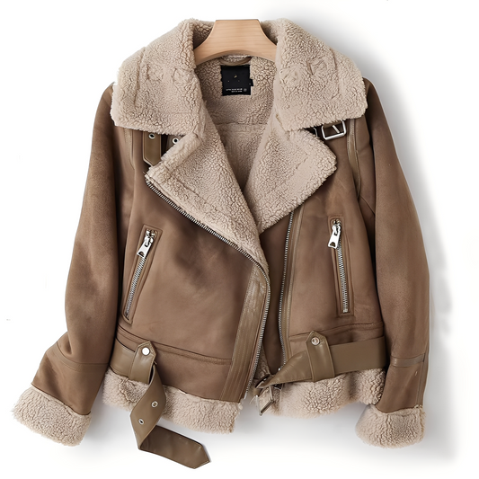 Marianne - Stilvolle Lederjacke aus Wildleder mit Gürtel für Damen