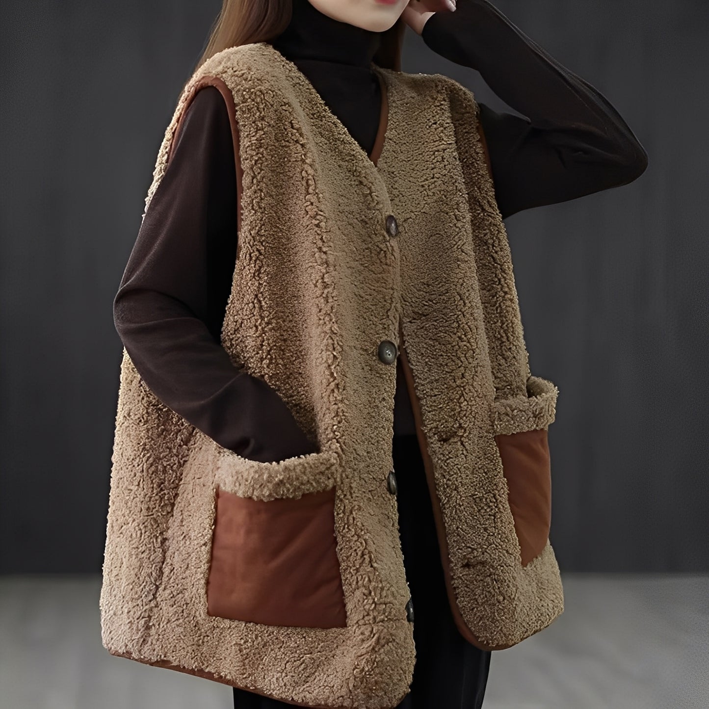 Emerie - Lässige, dicke Weste mit Taschen für Damen