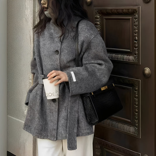 Claudia - Lockerer doppelreihiger Wollmantel für Damen