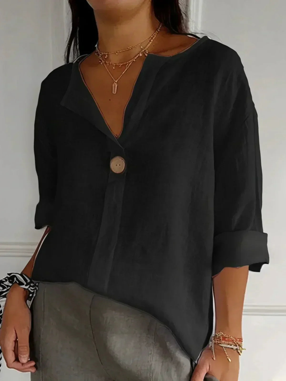 Siggy - Komfortable Bluse mit V-Ausschnitt