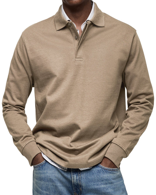 Dewey - Schlichtes Langarm-Poloshirt für Herren
