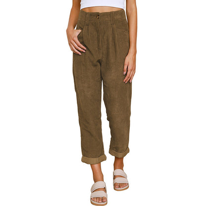 Chelsie - Lässige Cordhose mit hoher Taille für Damen