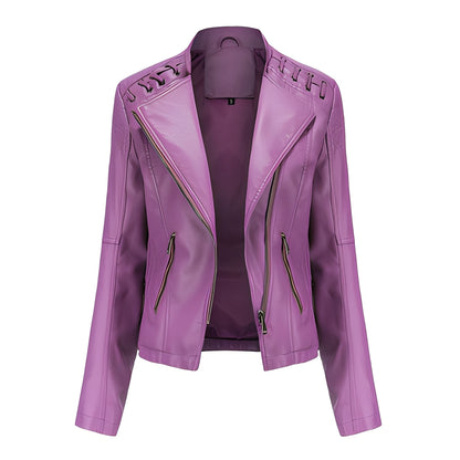 Narelle - Stilvolle, schmale kurze Lederjacke für Damen