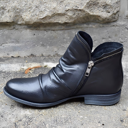 Veronica - Retro-Lederstiefel mit Reißverschluss für Damen