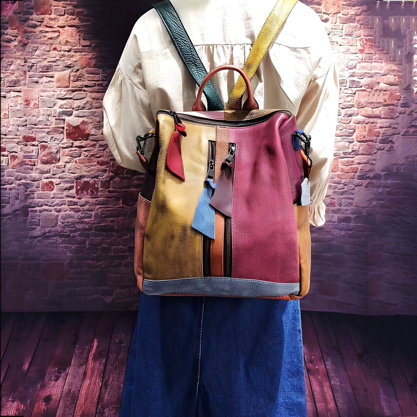Alayna - Klassischer Lederrucksack für Damen