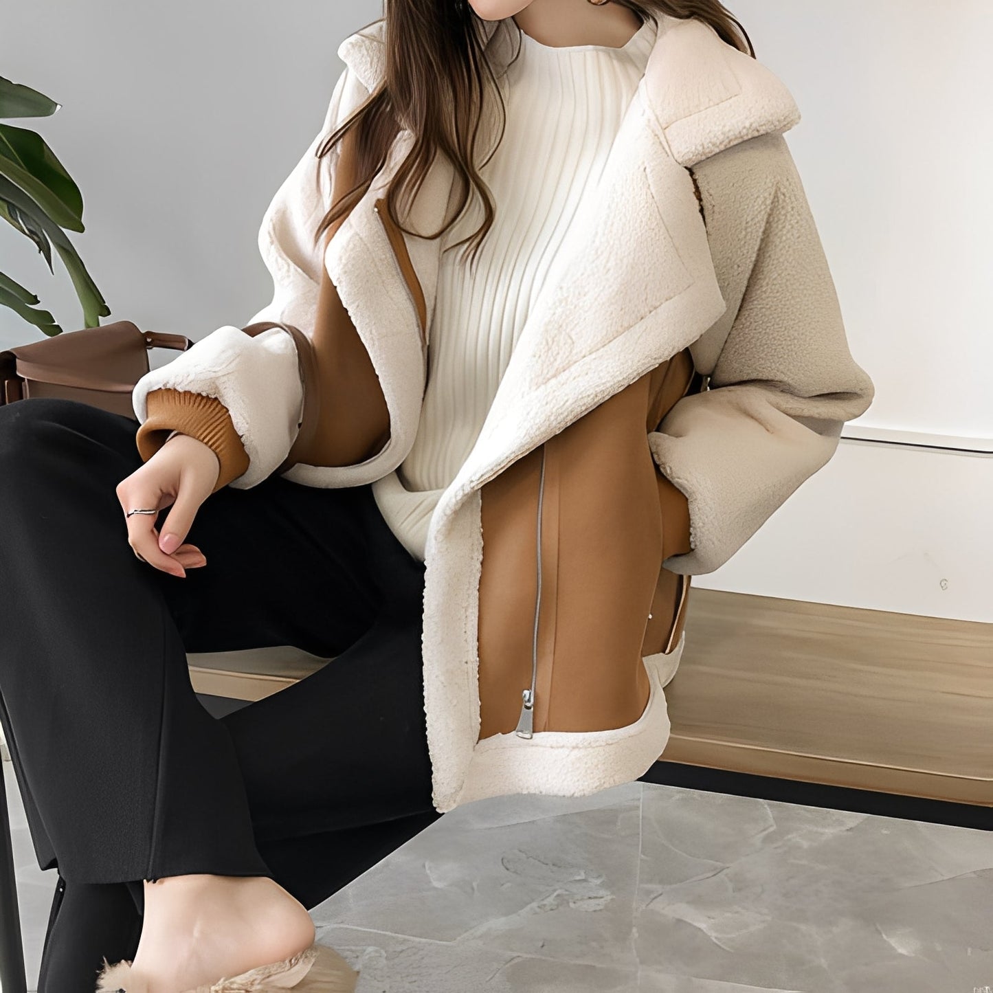 Lucienne - Komfortabler Oversize-Kunstfellmantel für Damen