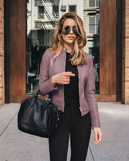 Ashlee - Stilvolle, schmal geschnittene Lederjacke für Damen