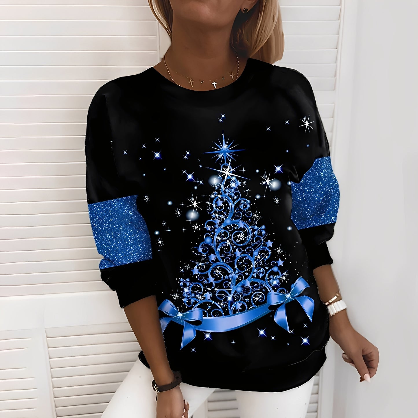Elizabeth - Festlicher Pullover mit Baummotiv für Damen