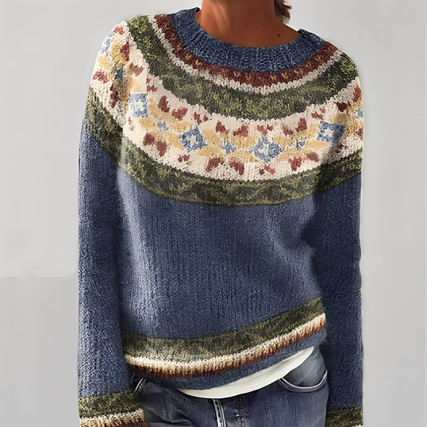 Heather - Klassischer Strickpullover mit Muster für Damen