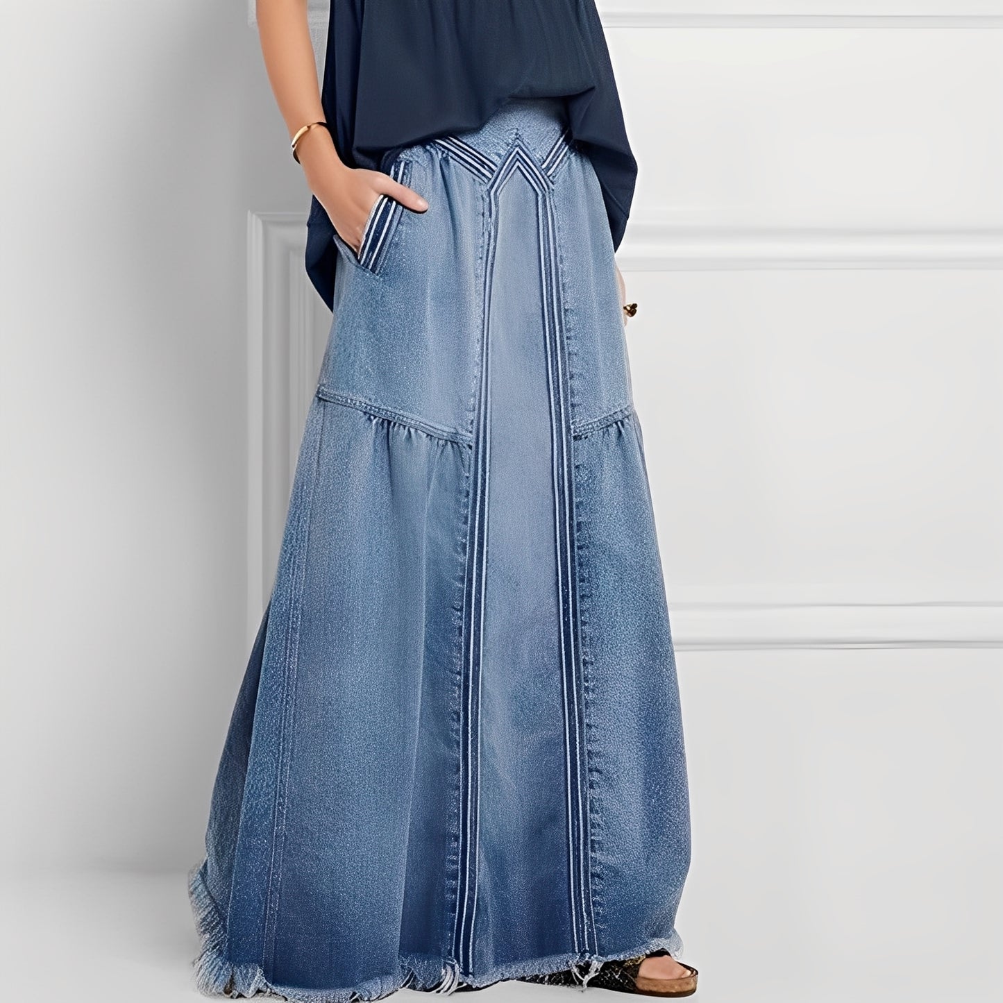 Jordyn - Lässiger elastischer Jeansrock mit Taschen für Damen