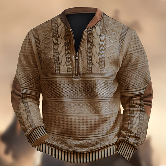 Edmund - Lässiger bedruckter Pullover mit Reißverschluss für Herren