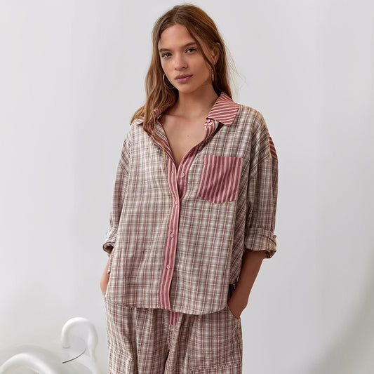 Elenora - Bequemes, lässiges zweiteiliges Pyjama-Set für Damen