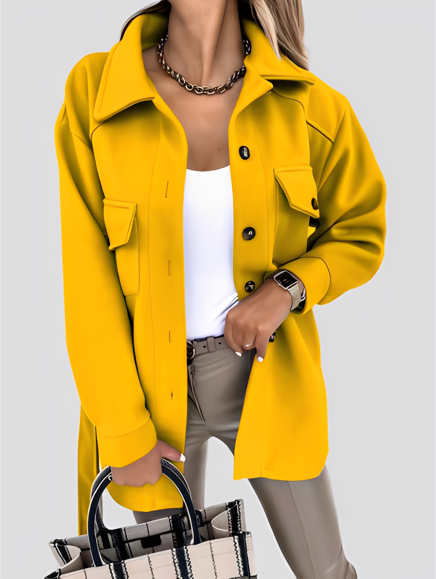 Tiffanie - Moderne, leichte Wolljacke mit Reverskragen für Damen