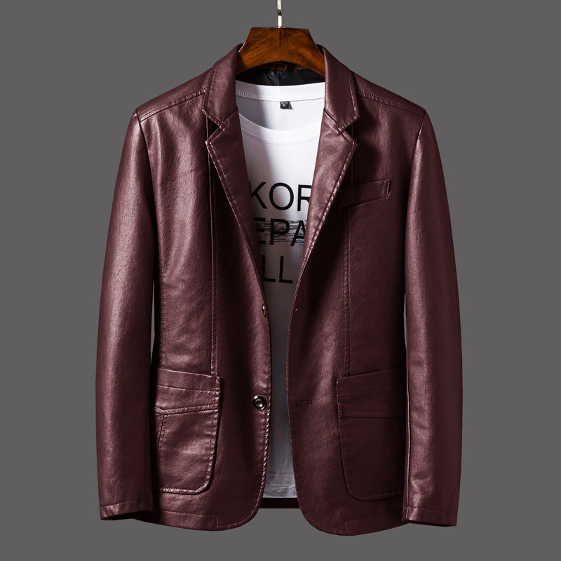 Duncan - Moderne Lederjacke mit Knopf für Herren