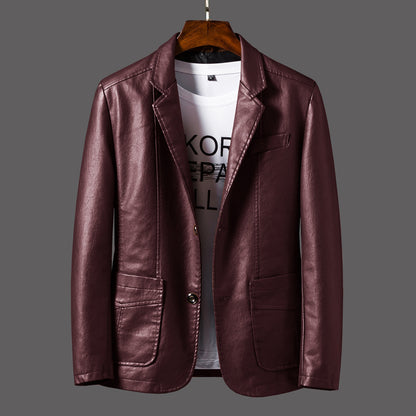 Duncan - Moderne Lederjacke mit Knopf für Herren