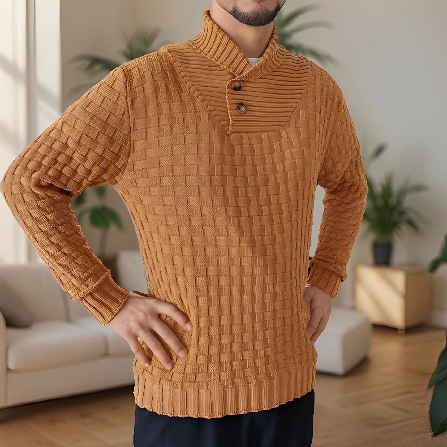 Branson - Lässiger Strickpullover mit hohem Kragen für Herren