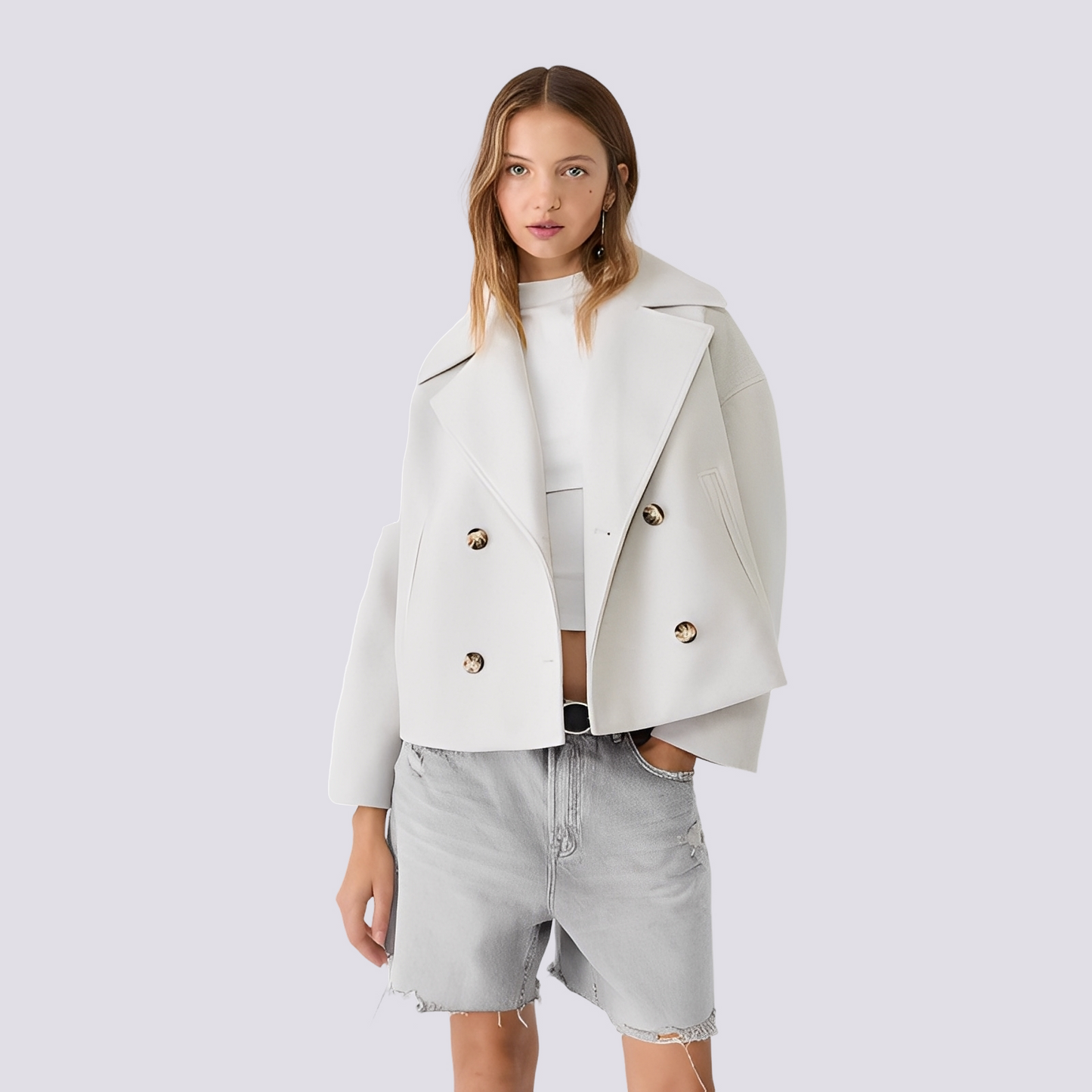 Bethney - Elegante kurze Wolljacke mit Reverskragen für Damen