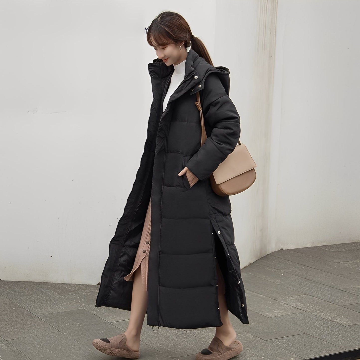 Maylis - Langer, warmer, gesteppten Damen-Wintermantel