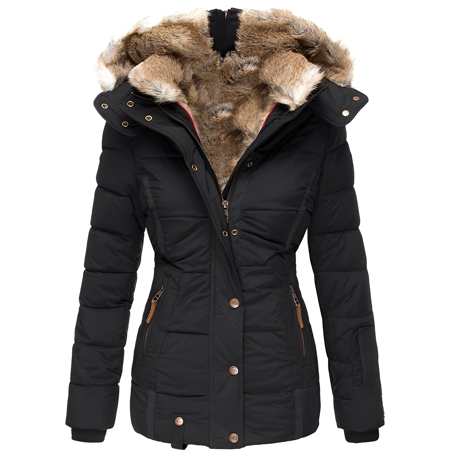 Odelia - Stilvolle, schmale Jacke mit Pelzkragen für Damen