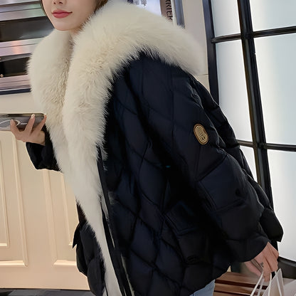 Marjorie - Modische Daunenjacke mit Pelzkragen für Damen