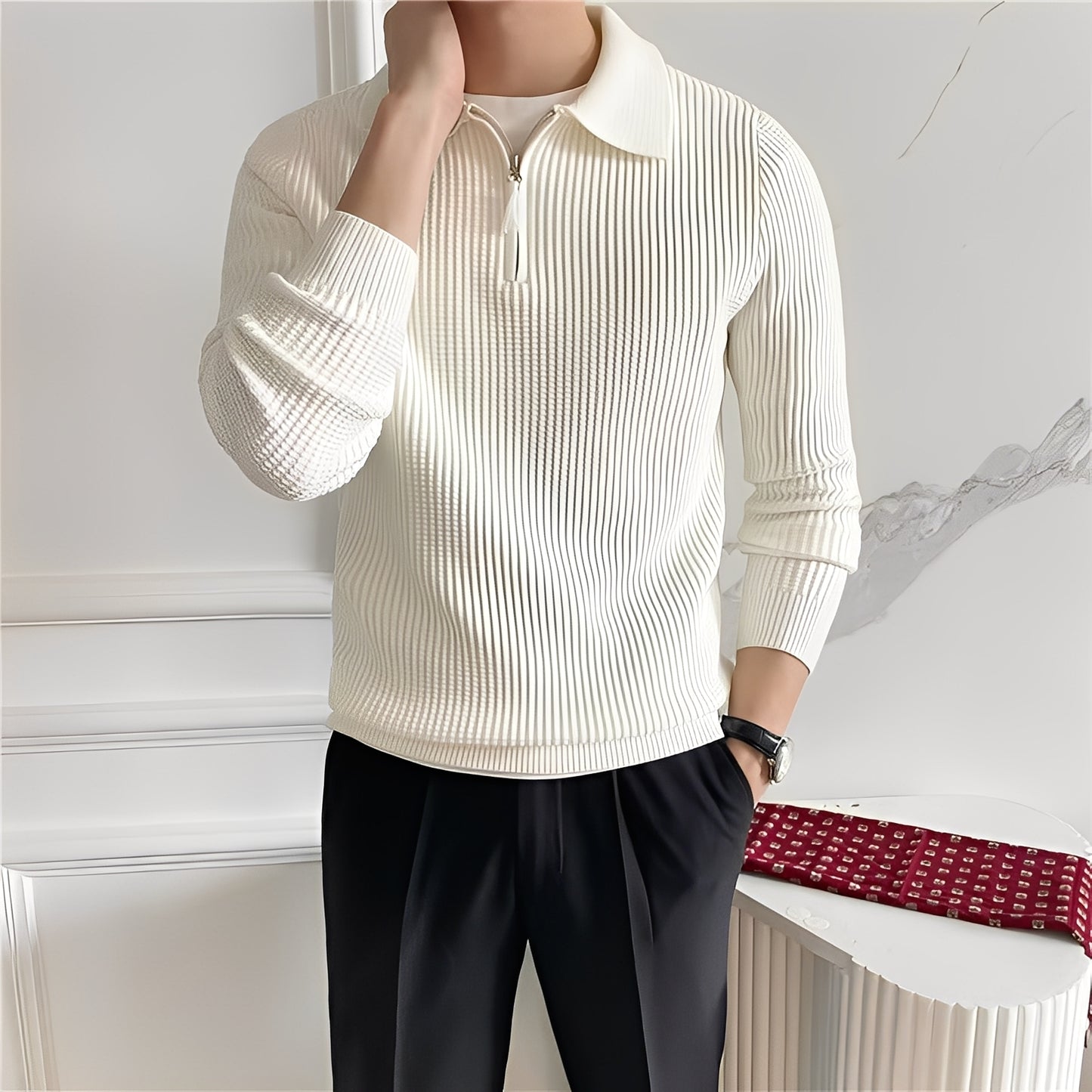 Justin - Eleganter Strickpullover mit Reißverschluss für Herren