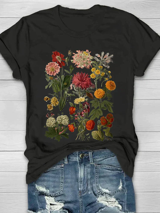Liv - Frauen T-Shirt mit Retro-Blumenmuster