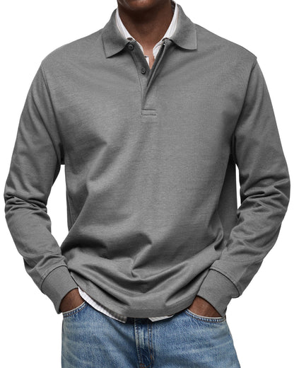 Dewey - Schlichtes Langarm-Poloshirt für Herren