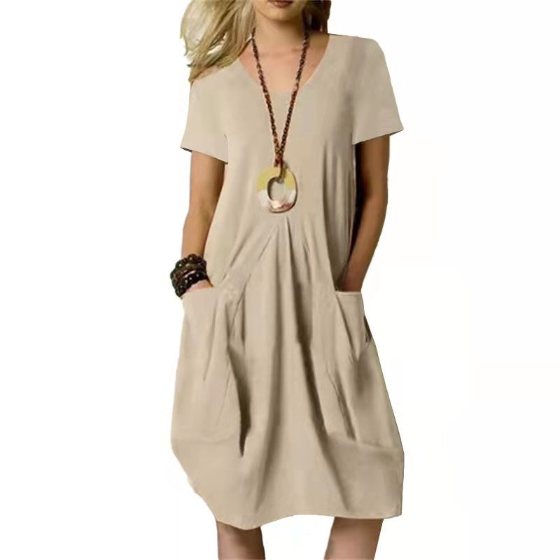 Carly - Sommerliches, einfarbiges, locker sitzendes Kleid