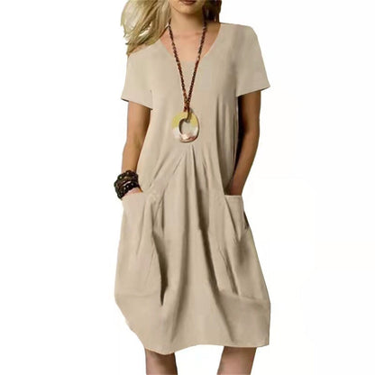 Carly - Sommerliches, einfarbiges, locker sitzendes Kleid