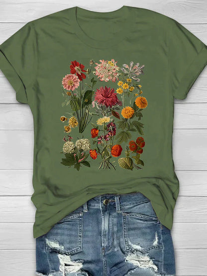 Liv - Frauen T-Shirt mit Retro-Blumenmuster