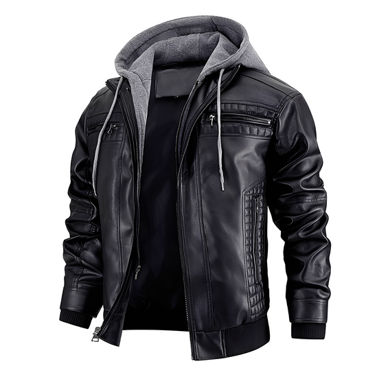 Everard - Klassische Motorradjacke mit Kapuze für Herren