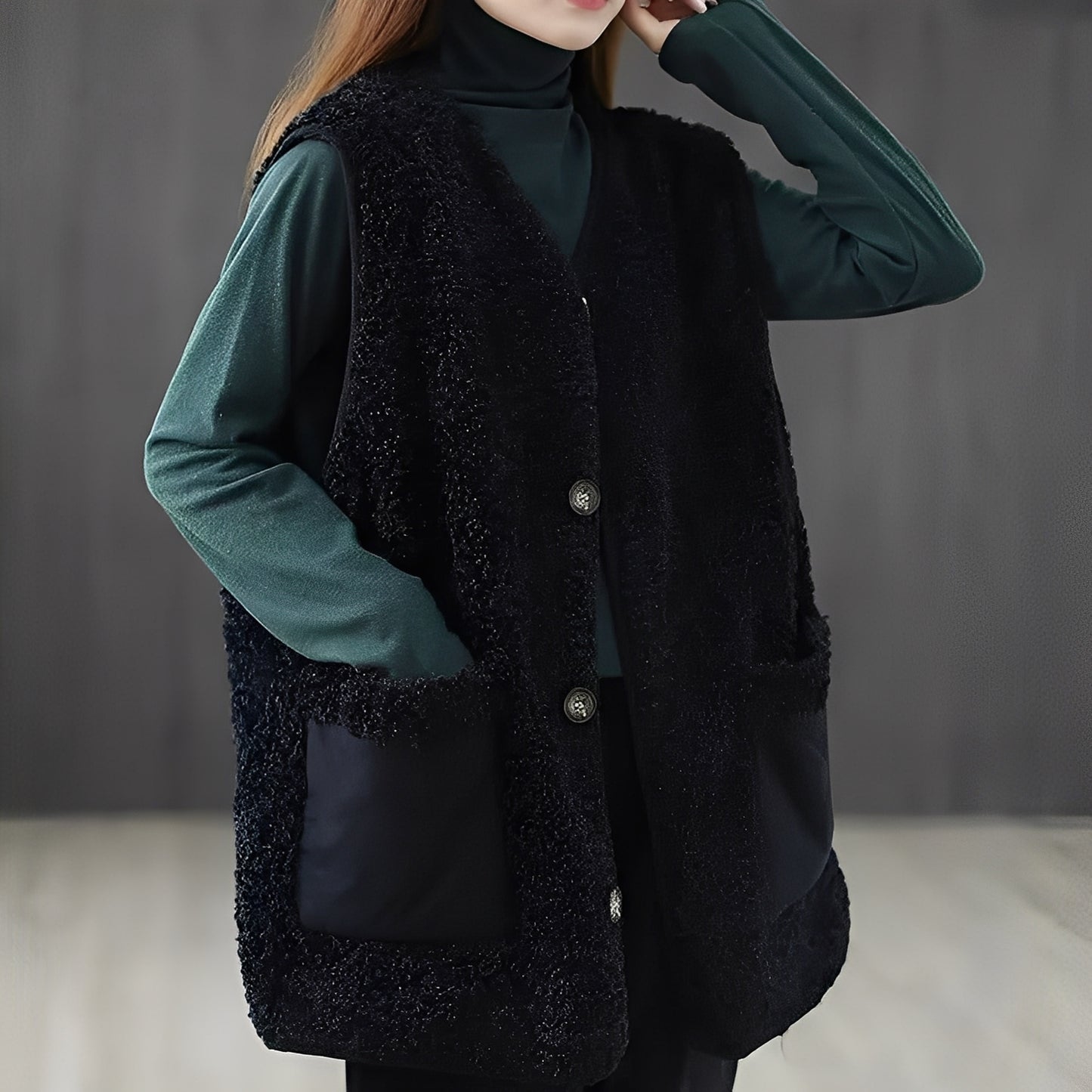 Emerie - Lässige, dicke Weste mit Taschen für Damen