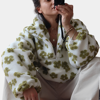 Elizabeth - Stilvoller Sherpa-Pullover mit Blumenmuster für Damen