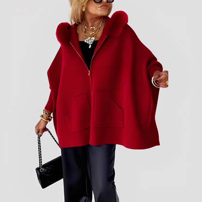 Elvena - Modischer Kunstfellmantel mit Kapuze für Damen