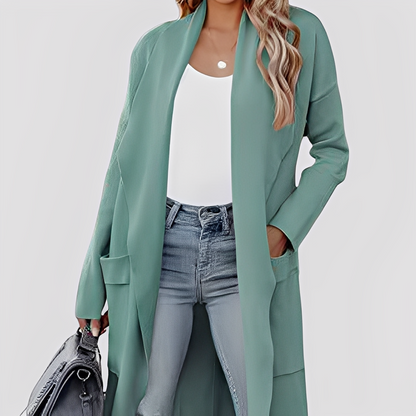 Chantal - Lässige lange Tweed-Strickjacke für Damen