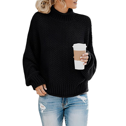 Evalyn - Lässiger Strickpullover mit hohem Kragen für Damen