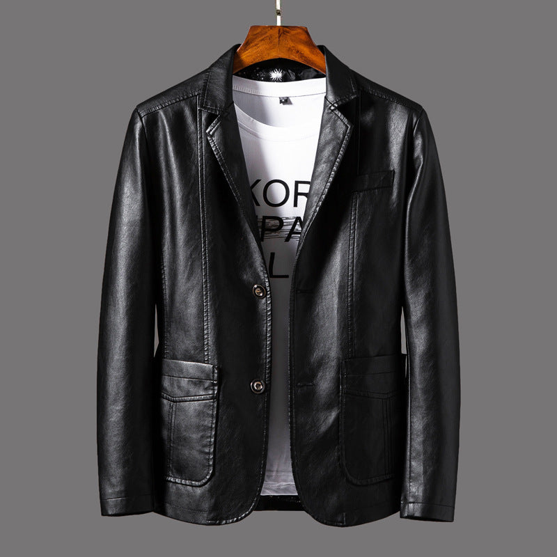 Duncan - Moderne Lederjacke mit Knopf für Herren