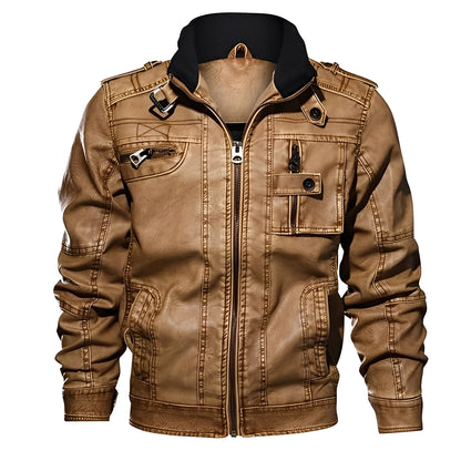 Kevin - Klassische Lederjacke mit Taschen für Herren