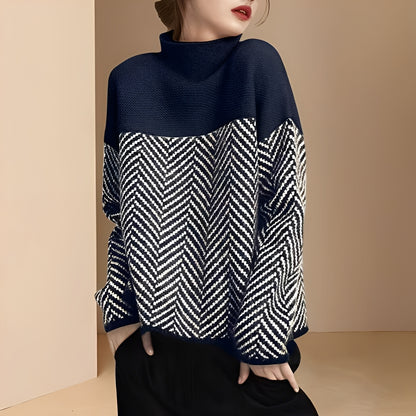 Antonia - Stilvoller Patchwork-Strickpullover für Damen