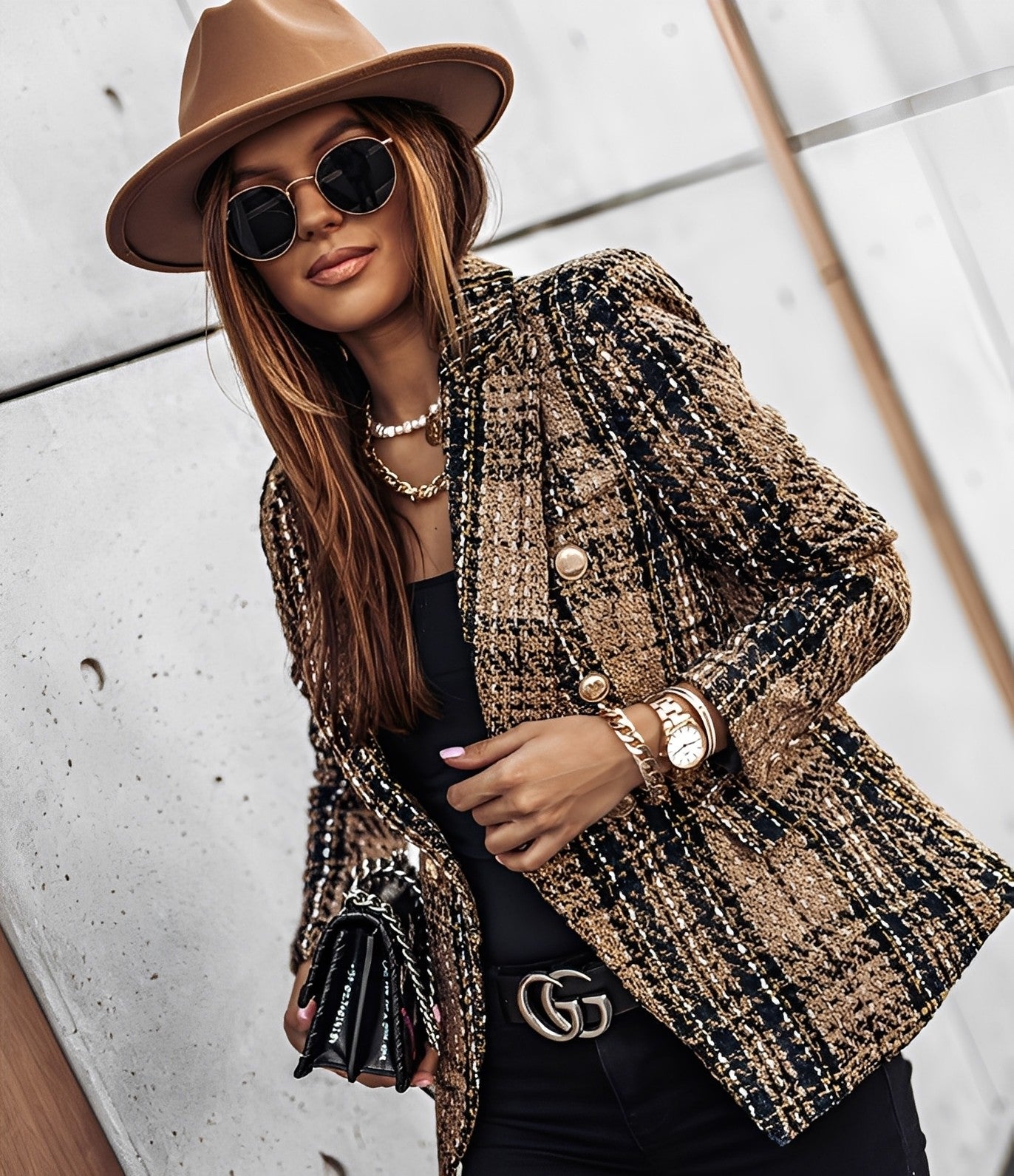 Cheri - Stilvoller, schmal geschnittener Blazer mit Karomuster für Damen