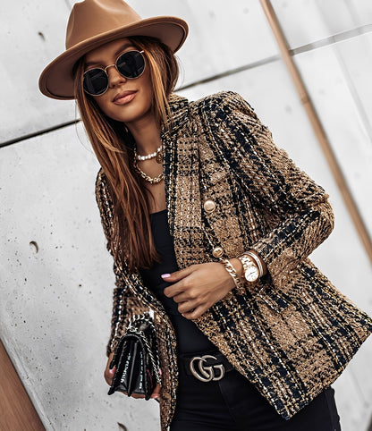 Cheri - Stilvoller, schmal geschnittener Blazer mit Karomuster für Damen