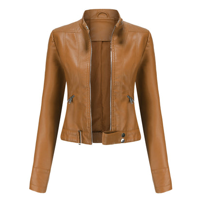 Madeline - Stilvolle Lederjacke mit Stehkragen für Damen