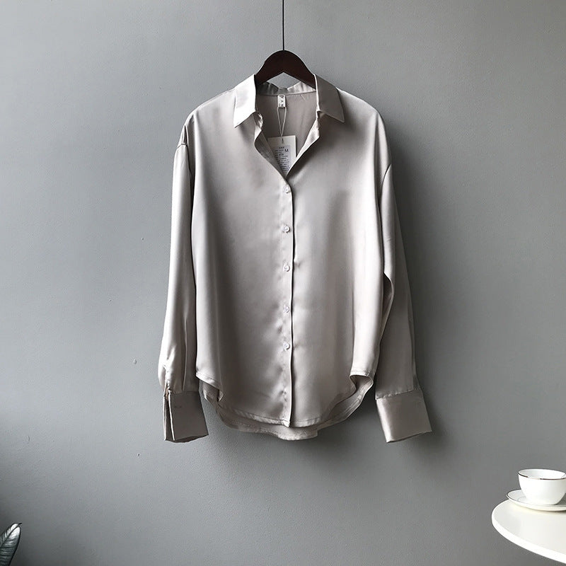 Briana - Elegante Satin-Seidenbluse mit Knopfleiste für Damen