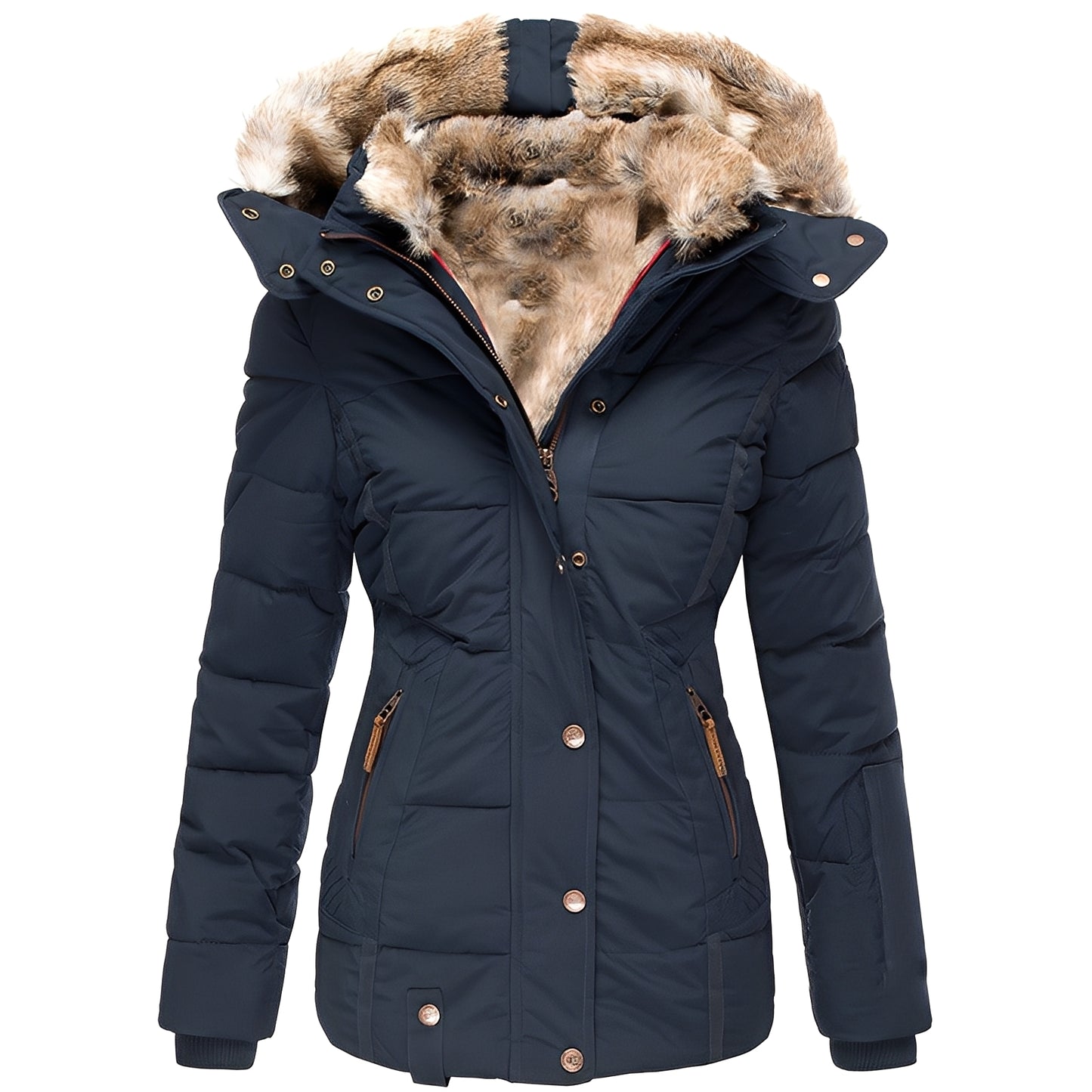 Odelia - Stilvolle, schmale Jacke mit Pelzkragen für Damen