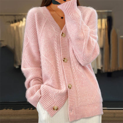 Jocelin - Lockere Strickjacke mit Brokatmuster für Frauen