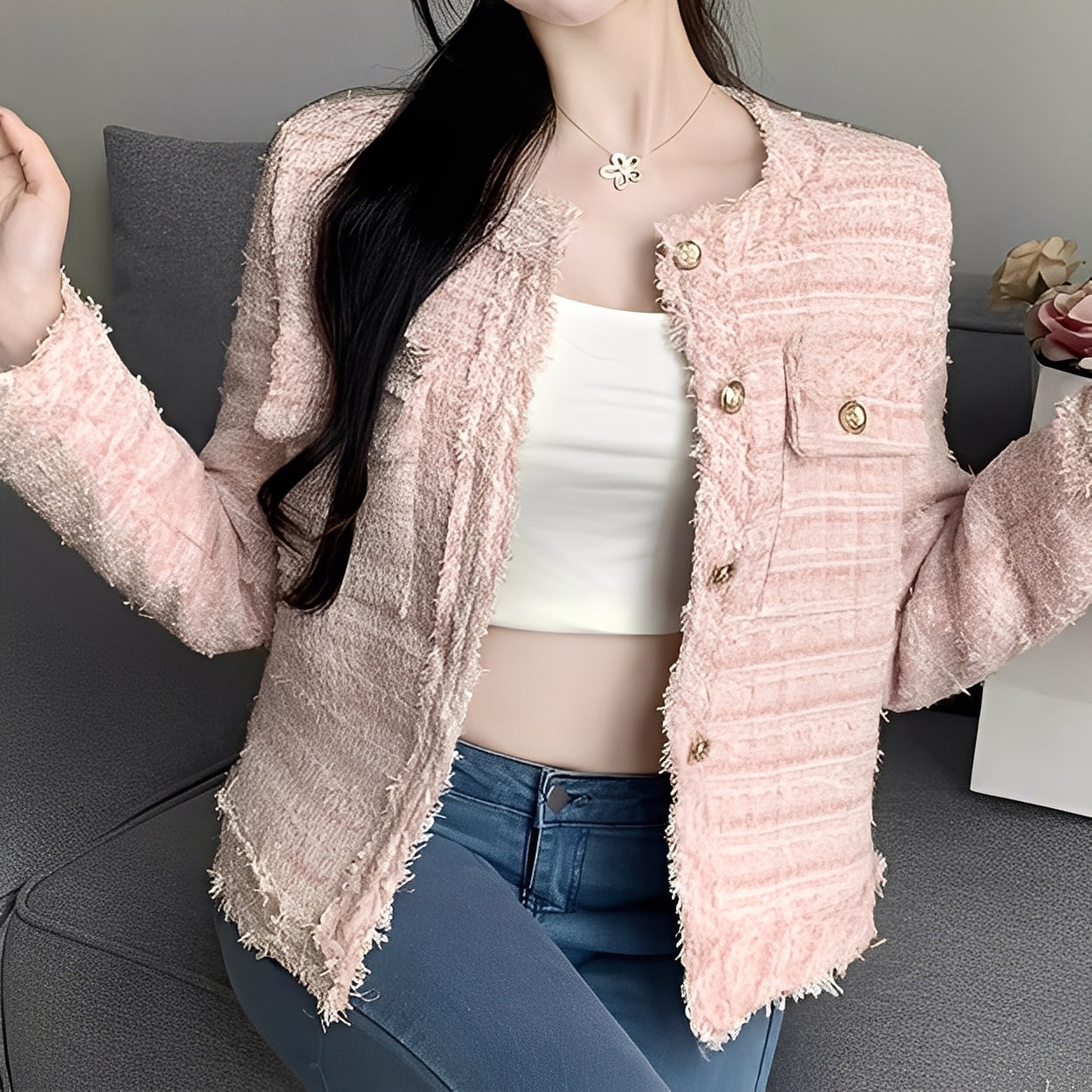 Rexanne - Modische kurze Jacke mit Taschen für Damen