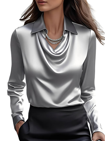 Dionne - Elegante Langarmbluse aus Satin für Damen