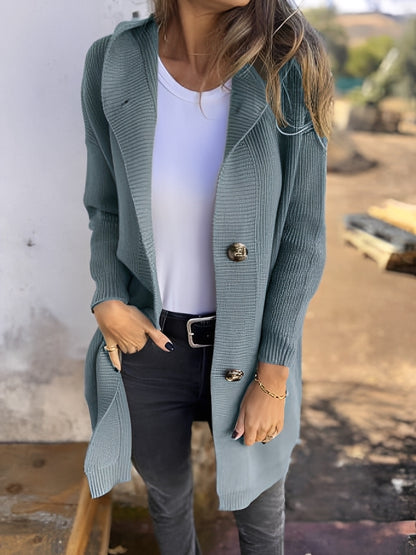 Kimmie - Lässiger langer Cardigan mit Kapuze für Damen