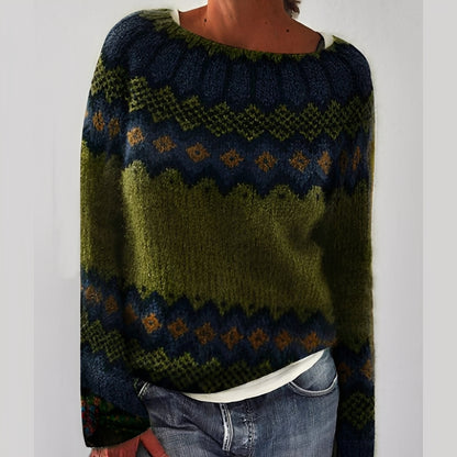 Heather - Klassischer Strickpullover mit Muster für Damen